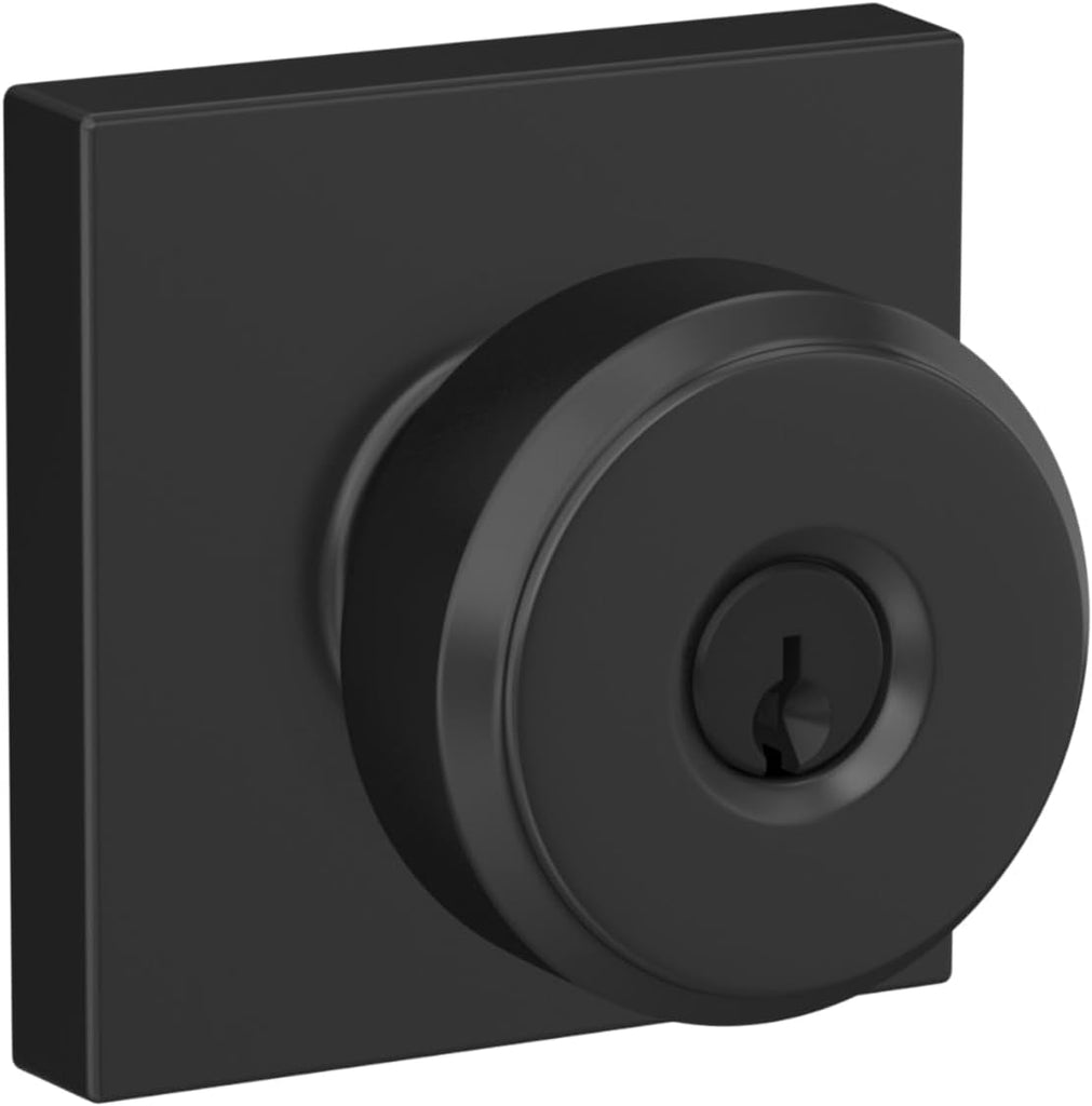 BWE 622 COL Bowery Door Knob with Collins Trim, Keyed Entry Lock, Matte Black