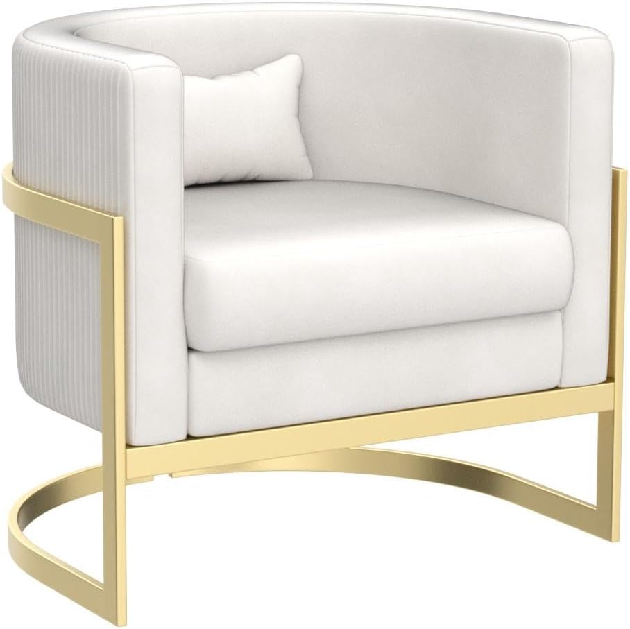 Velvet Accent Chair Modern Barrel Chair with Gold Legs Upholstered Armchair Living Room Sofa Chair Club Side Chairs