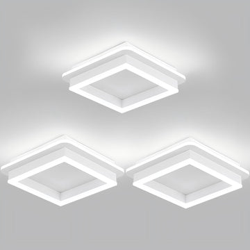 3 Packs Square Flush Mount Ceiling Light, 6000K Black Modern LED Ceiling Light Fixture, Minimalist Hallway Lighting