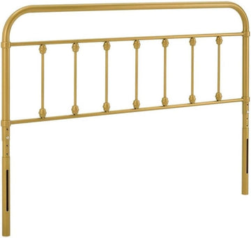 King Metal Headboard with Adjustable Height, Gold Powder-Coated Iron, Modern Farmhouse Design, 7 Mounting Positions