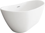 Elodie 54 Inch Soaking Double Slipper Bathtub, Modern Style, Glossy White