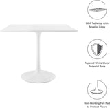 Lippa 36" Mid-Century Modern Dining Table with Square Top and Pedestal Base in White