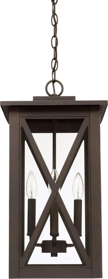 Avondale Clear Glass Outdoor Pendant, 4-Light 240 Total Watts, 21" H x 11" W, Oiled Bronze