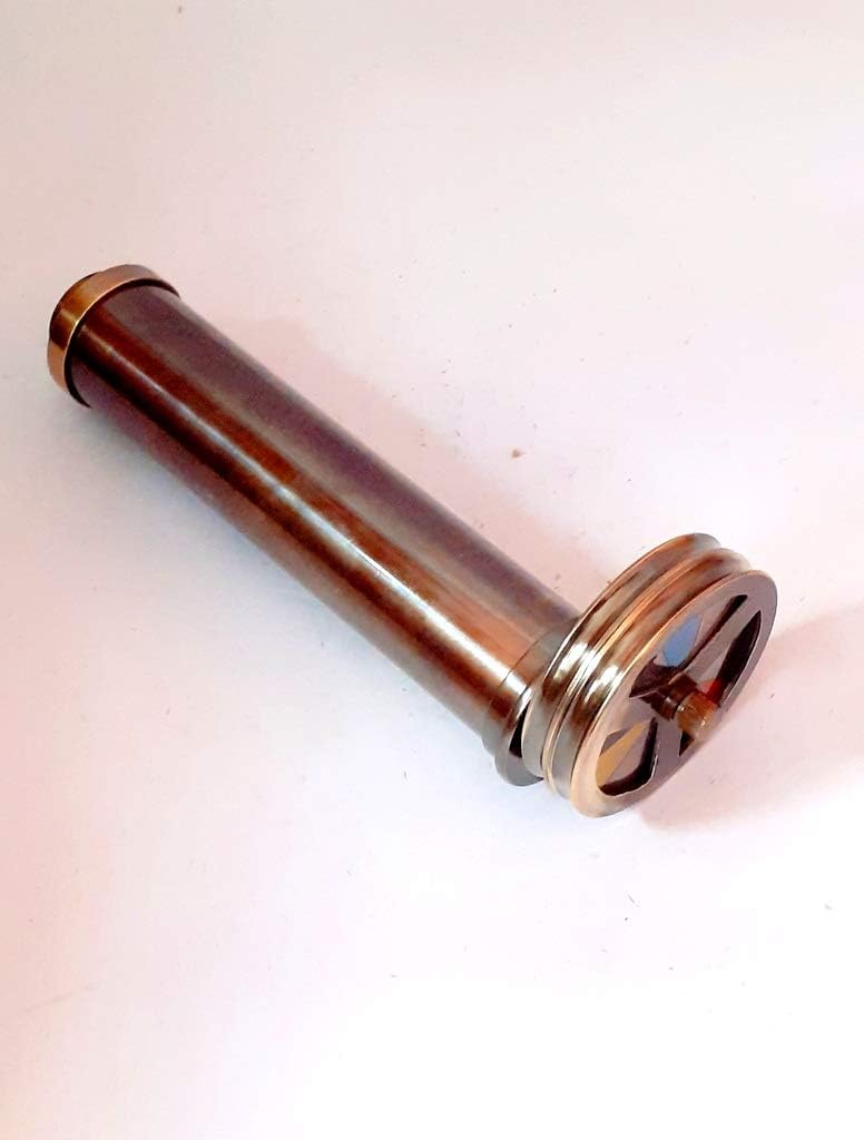 6 inches x 1.5 inches Antique Finish Brass Double Wheel Kaleidoscope Vintage Maritime Optical Beautiful Item
