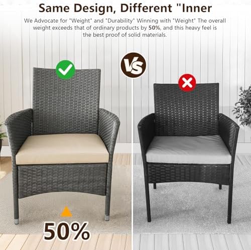4-Piece Wicker Outdoor Patio Furniture Set | Gray for Patio, Garden & Porch