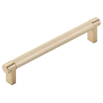Select Knurled Cabinet Pull with Satin Brass (US4) Stem Finish - Choice of Size