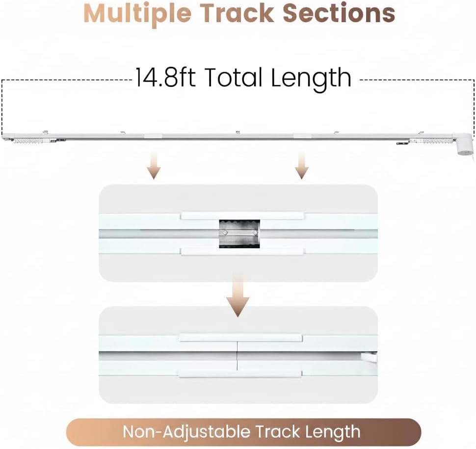 Smart Electric Curtain Track, 177" Motorized Curtain Rail with APP & Remote Control, Ultra Quiet Automatic Smart Home