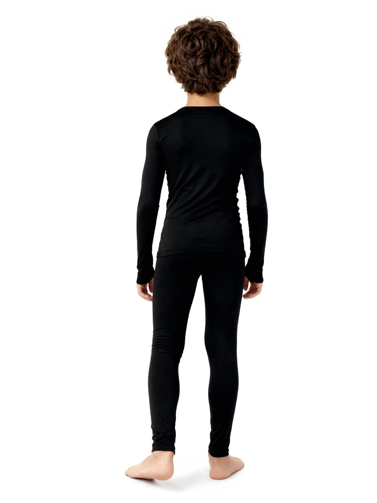 Thermal Underwear for Kids,Boys Fleece Lined Base Layer Long Johns Thermals Top and Bottom Set for Winter Skiing Black