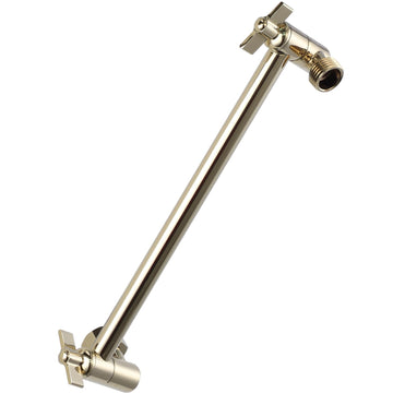 Heavy Duty Adjustable Shower Arm, 11" 100%Brass Extension with Gear Lock Teeth & Swivel Nut,Strong Load Support, No