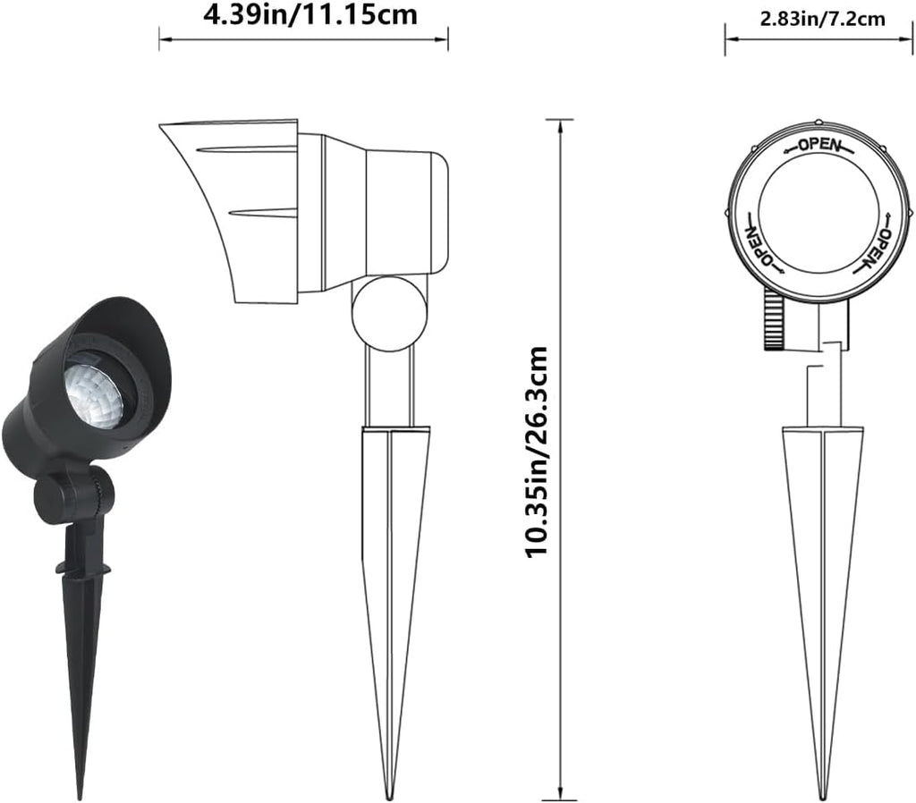 Low Voltage Landscape Spotlights 20W 12V LED Outdoor Lighting, 3000K Warm White, Adjustable Die-Cast Aluminum Lights