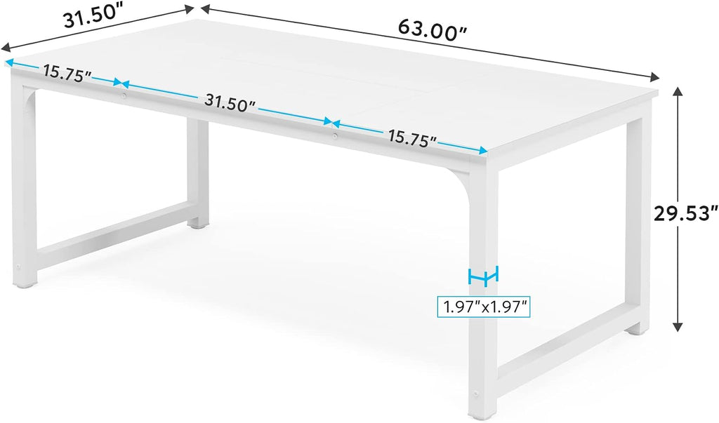 Modern Computer Desk, 63 x 31.5 inch Large Executive Office Desk Computer Table Study Writing Desk Workstation