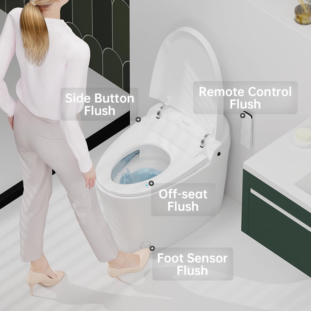 Smart Toilet,Bidet Toilet Pump-assisted,Blackout Flush,Heated Seat,Dual Auto Flush,Warm Water,Foot Sensor