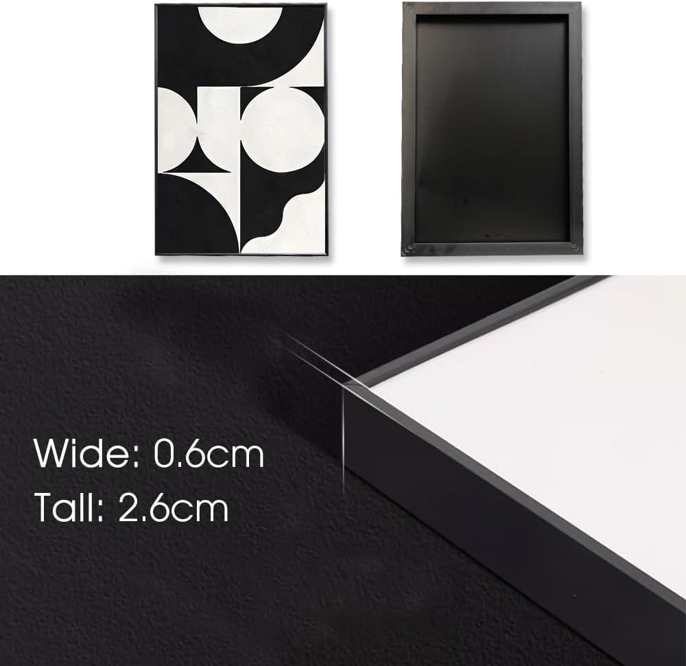 Modern Abstract Wall Art Large Geometric Canvas Paintings Bedroom and Bathroom High Gloss Black and White Minimalist