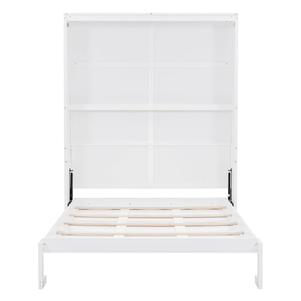 Queen Murphy Bed, Solid Wood Vertical Murphy Wall Bed Cabinet, Space-Saving for Small Spaces Office Guest Room