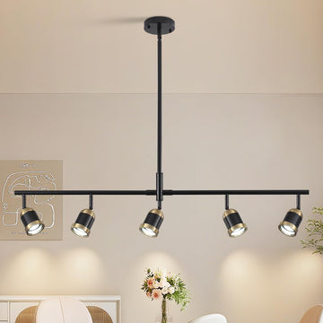 Track Lighting Kit Black Track Light Flexibly Rotatable Light Head Adjustable Height Modern Spotlight Living