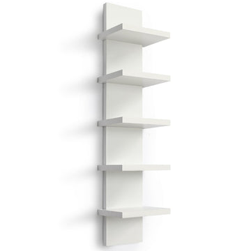 5 Tier Wall Shelf Unit, Small White Vertical Floating Shelf