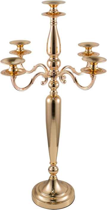 28'' Tall 5 Arm Candelabra Gold Taper Candle Holder Centerpieces, Party, Halloween, Christmas, Event Candelabra