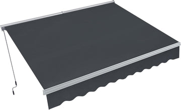 Patio Awning 10x8 Feet Sunshade Canopy with Half-Cassette for Manual Retractable Awnings, 4679 (Dark Grey)