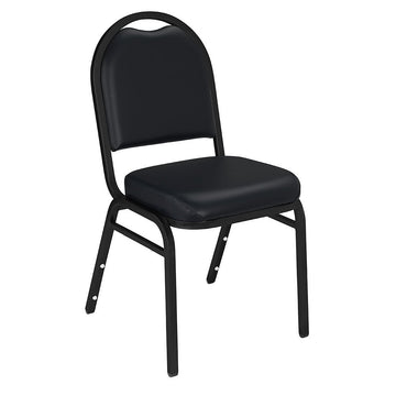 NPS Vinyl-upholstered Dome Back Stack Chair with Steel Black Sandtex Frame, 300-lb Weight Capacity, 18"