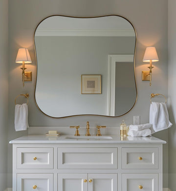 30x30'' Brushed Gold Mirrors for Wall, Irregular Square Mirrors