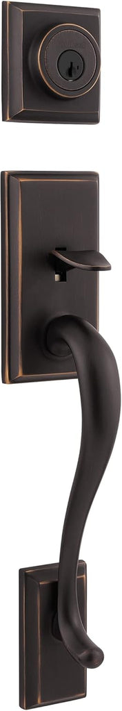 Hawthorne Front Door Lock Handle and Deadbolt Set, Entry Handleset Exterior with Interior Door Knob, Venetian Bronze - Door Handleset