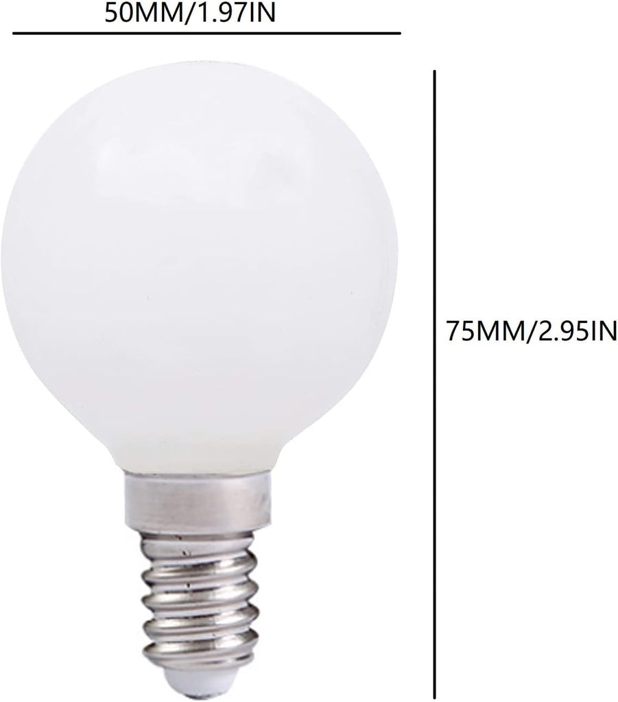 E12 3W LED Light Bulbs G50/G16.5 Globe Light Bulbs 30 Watt Equivalent Warm White 3000K E12 Candelabra Base Glass - Set of 6