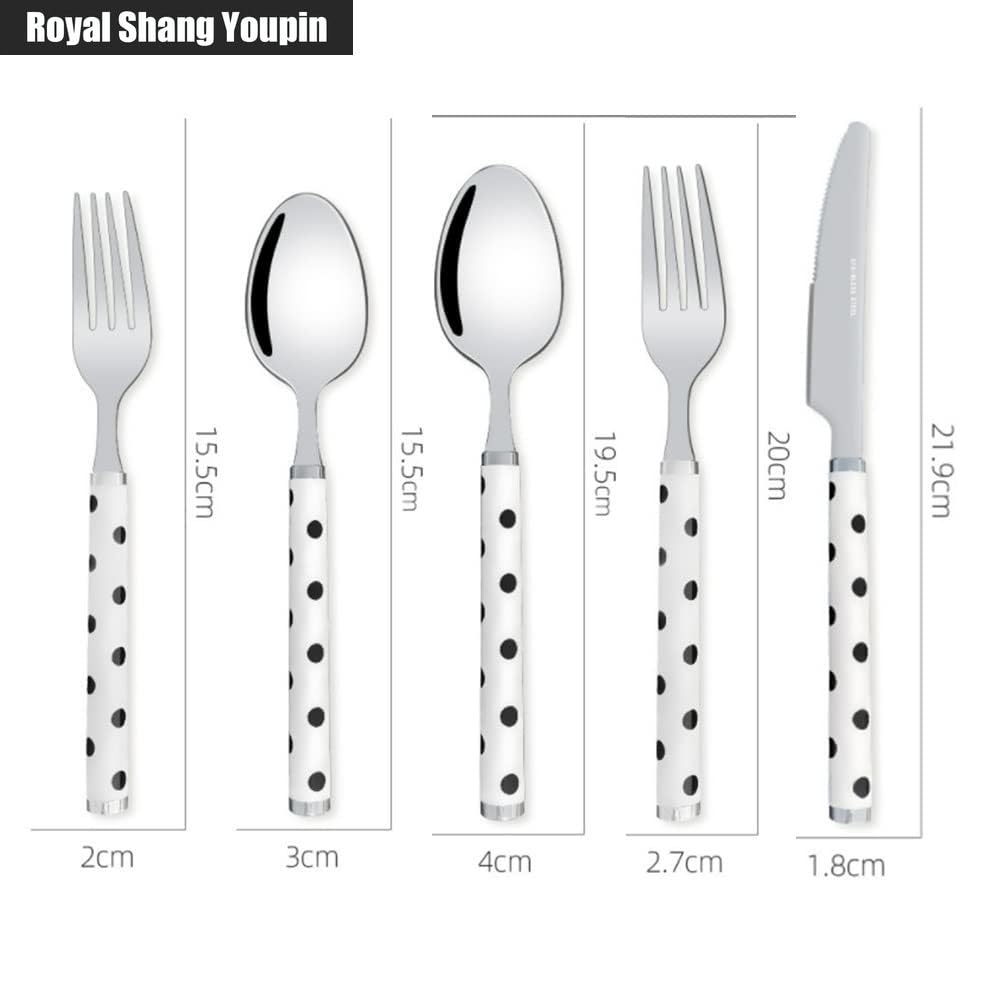 ABS Thickened Spotted Handle Kitchen Stainless Steel Silverware Tableware Flatware Cutlery Set Steak Knife Fork Spoon