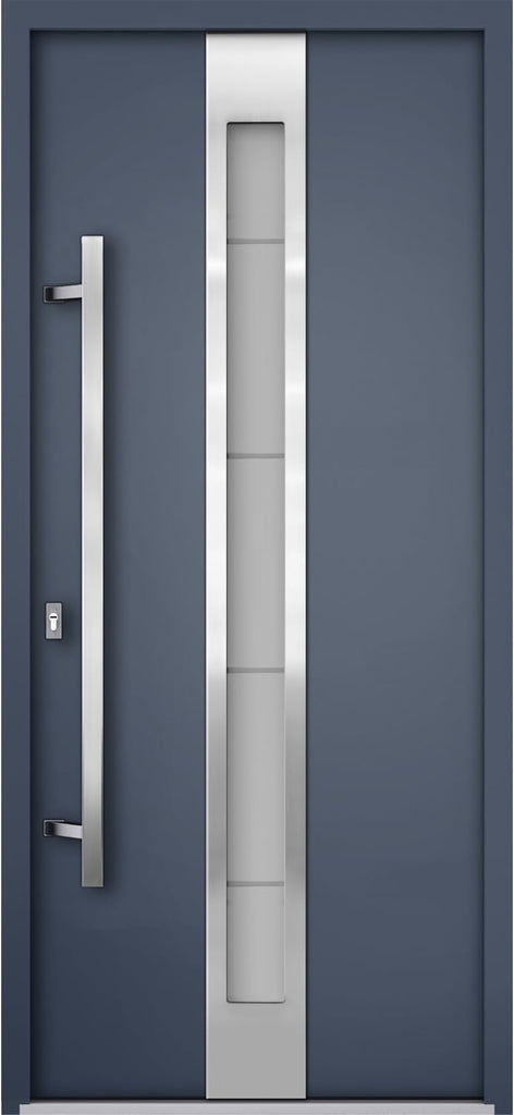 Modern Steel Front Exterior Door 36 x 80 inch | Prehung Insulated Security Entry Door with Frosted Glass Insert