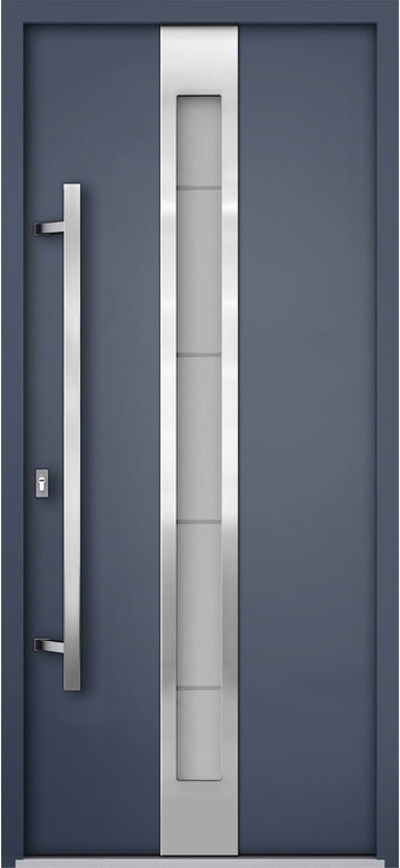 Modern Steel Front Exterior Door 36 x 80 inch | Prehung Insulated Security Entry Door with Frosted Glass Insert
