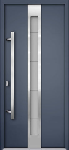 Modern Steel Front Exterior Door 36 x 80 inch | Prehung Insulated Security Entry Door with Frosted Glass Insert