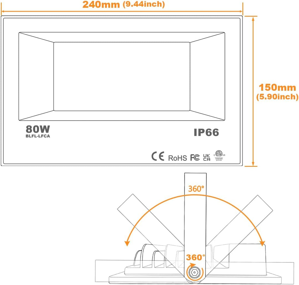 LED Floodlight 800W Equivalent 8000LM,Outdoor RGB Color Changing, IP66 WaterproofSmart Floodlights RGBW 2700K Warm