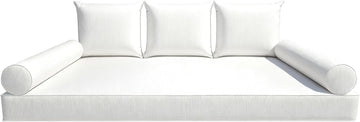6 Pc Tw Daybed Cushions Set,Twin Size Outdoor Hanging Porch Swing Bed Mattress Bolster Pillow Complete Set (White, 75