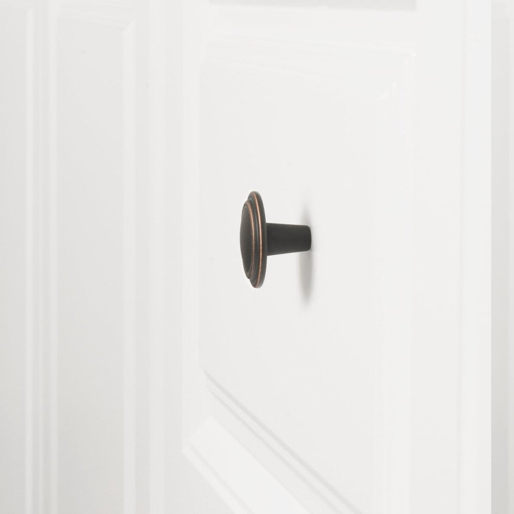 Straight Top Ring Cabinet Knobs, 1.25-inch Diameter, Oil Rubbed Bronze, 10-Pack, with Mounting Screws