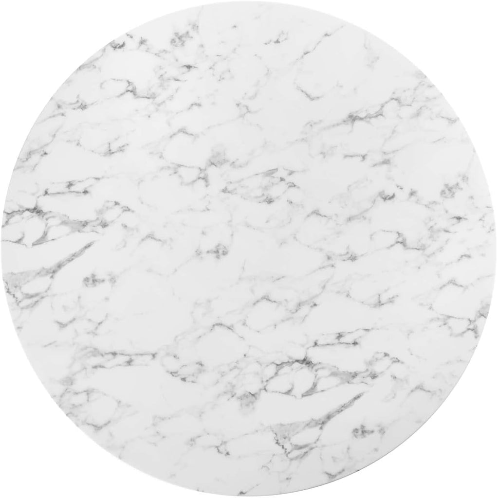 Inspired Saarinen Style Tulip Round Pedestal Dining Table — White Marble Top, 54″ Round