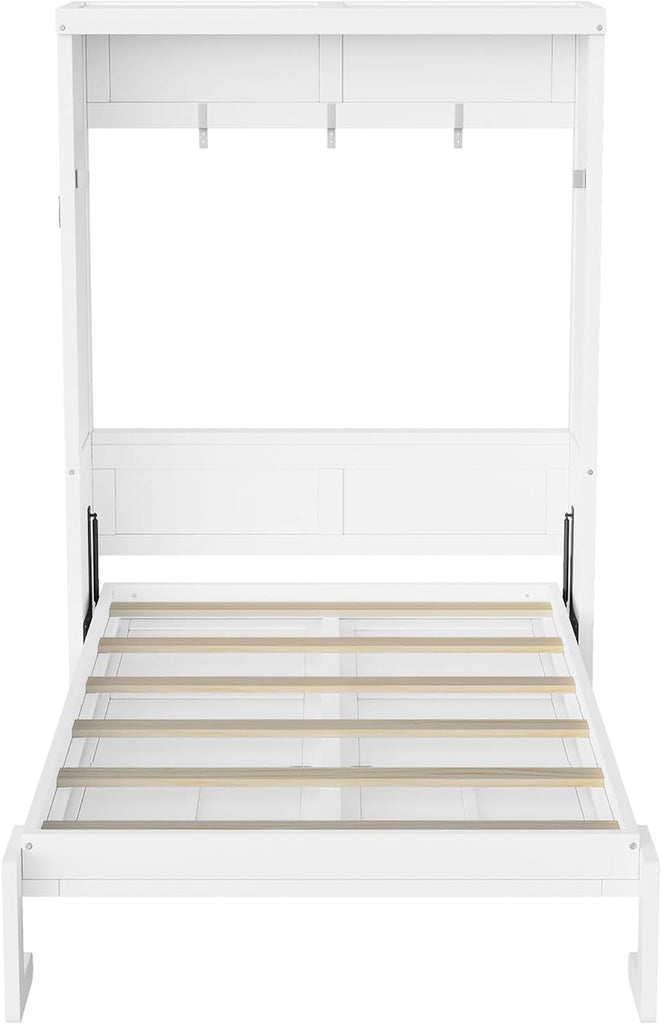 Twin Farmhouse Murphy Bed,Solid Wood Folding Vertical Murphy Wall Bed Cabinet for Bedroom Office,Space-Saving