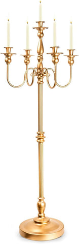 Gold Candelabra, 50'' Tall Floor Candle Holders, 1Pc Metal 5 Arm Candelabra Candle Holder Centerpiece for 5