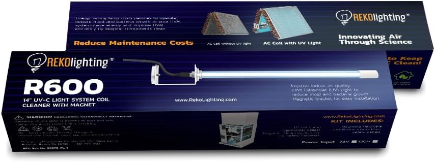 R600 24v HVAC Air Purifier UV Light Coil Cleaner Germicidal 14" 18W UVC for AC Air Conditioning with