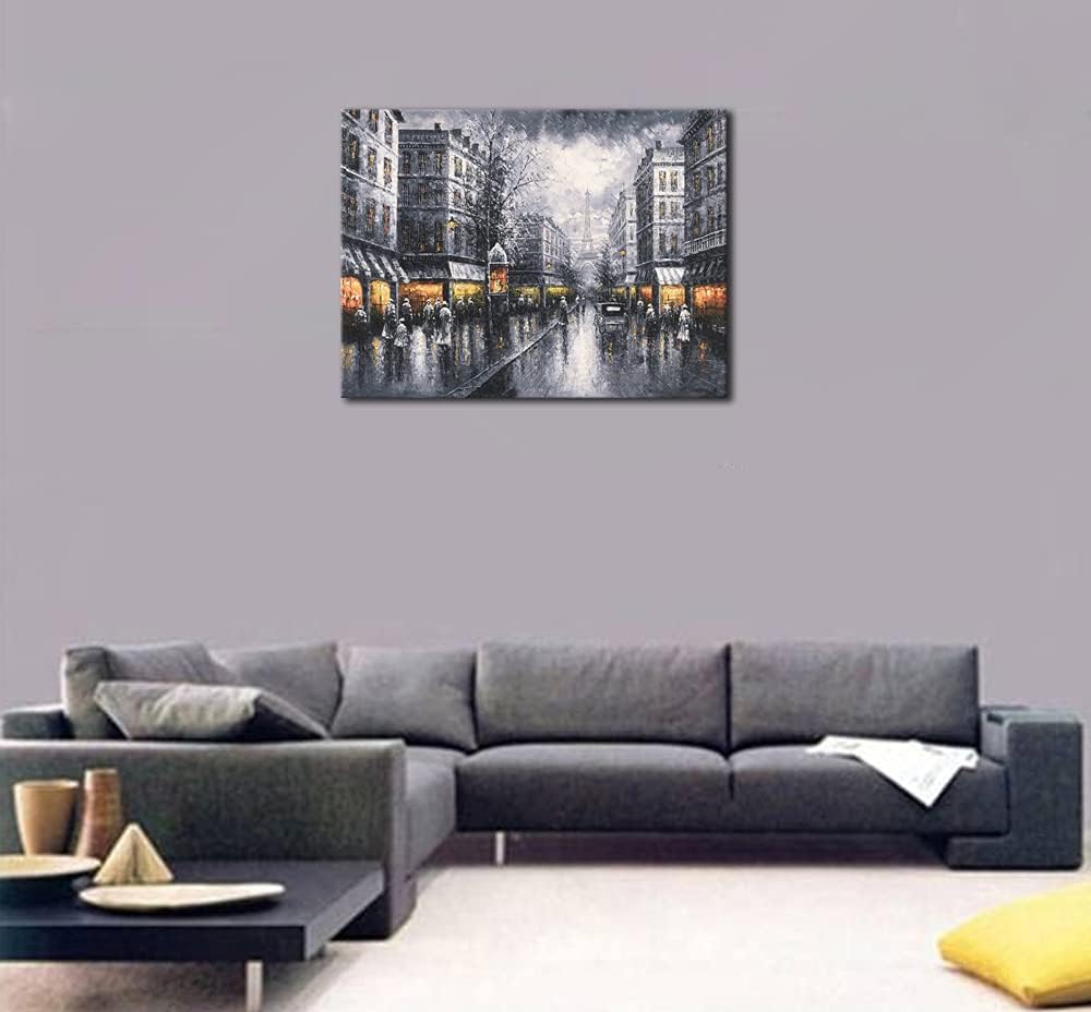 Paris Street View Large Modern Wrapped Giclee Cityscape Artwork Contemporary Landscape City Oil Paintings