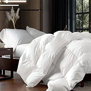 Luxurious Queen Goose Down Fiber Waterfowl Feather Fiber Comforter (90"x90"), Fluffy, Ultra Soft, Breathable