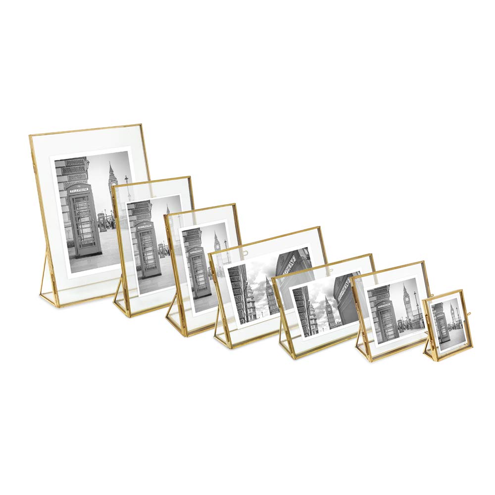 Jacobs 5x7 Gold Vertical Floating Photo Frame ClaspLock&Angled Base