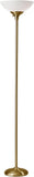 Antique Brass Torchiere Floor Lamp with Frosted White Shade