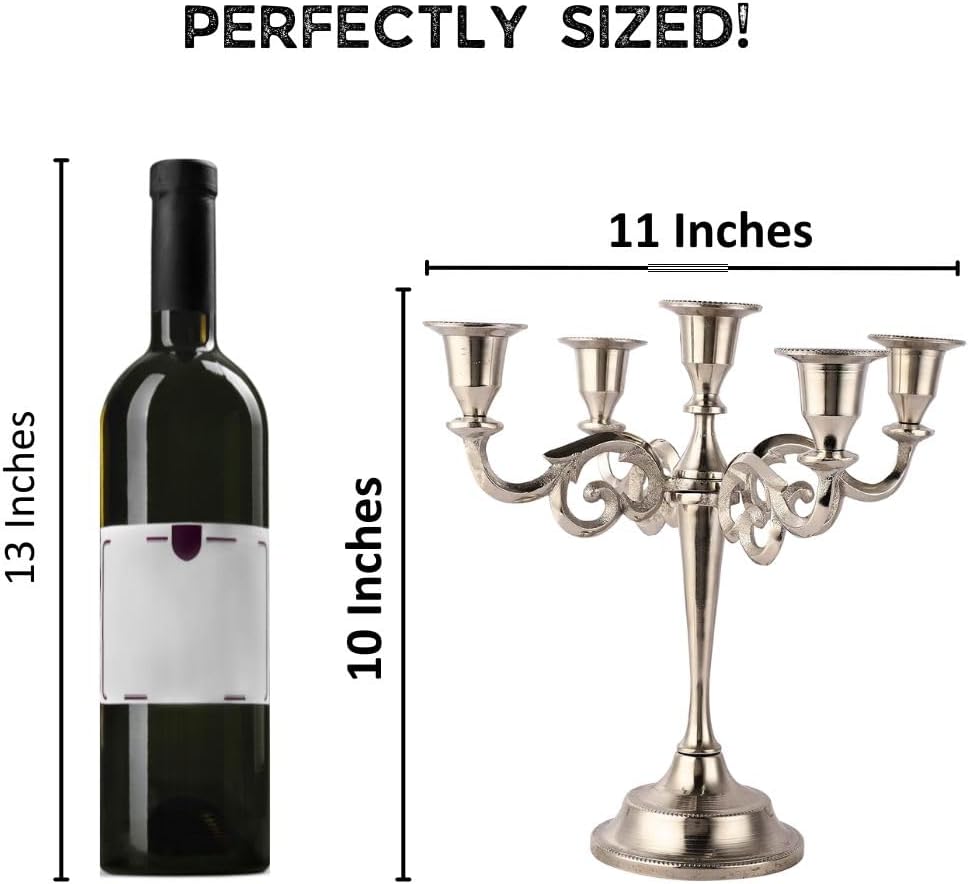 5 Arm Candelabra Taper Candle Holders Decorations Indoor Kitchen Décor Table Candles Candlestick Candelabra