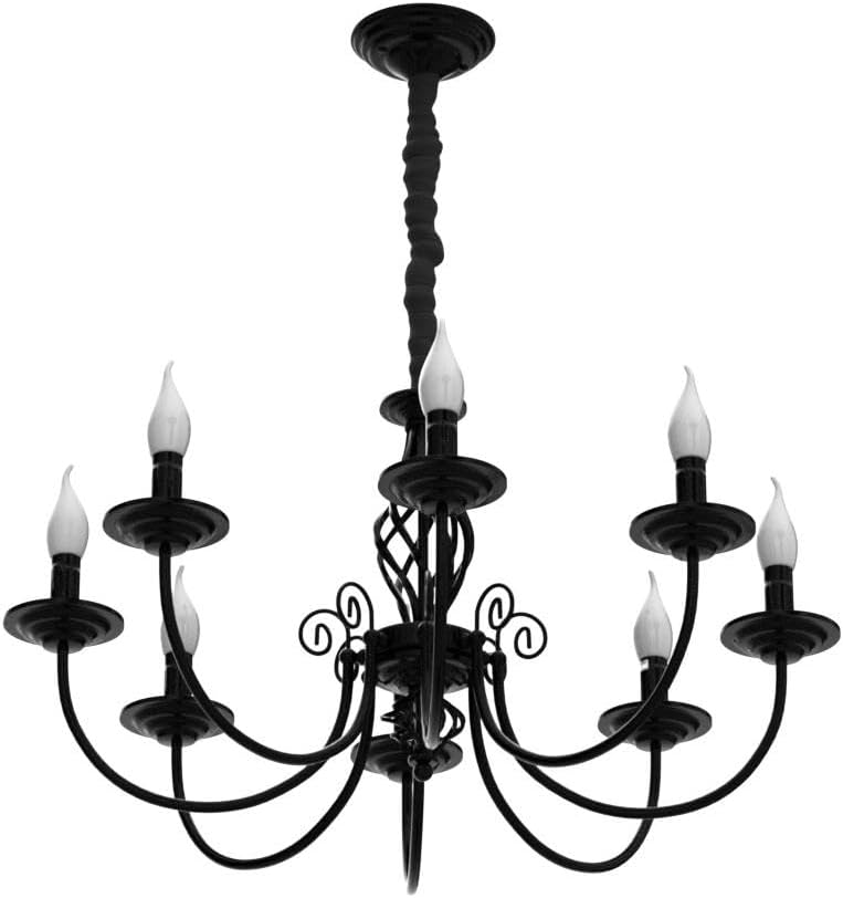 Black Chandelier,8 Lights French Country Chandeliers,Metal Pendant Chandelier,Pendant Light Fixture for Island Kitchen Farmhouse,Dining Room,Foyer