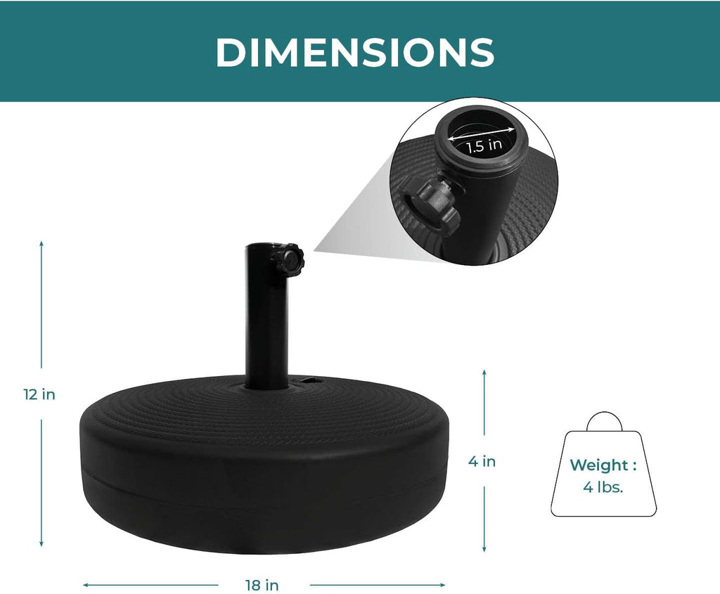 17L Round 18" Water/Sand Fillable Patio Outdoor Umbrella Base Stand w/Handle Carrier - Backyard Expressions