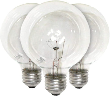 40 Watt Vanity Light Bulbs 3 Pack - Incandescent E26 Medium Base Globe Bulbs for Bathroom, Dimmable G25 Type G Round