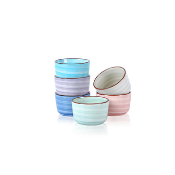 4 OZ Oven Safe for Creme Brulee, Porcelain Custard Cups for Baking, Mini Souffle Dishes, Dipping Sauce Bowls, Set of