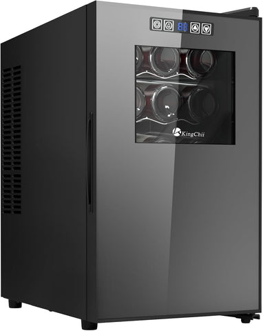18 Bottle Wine Cooler, Freestanding Wine Fridge with Glass Door