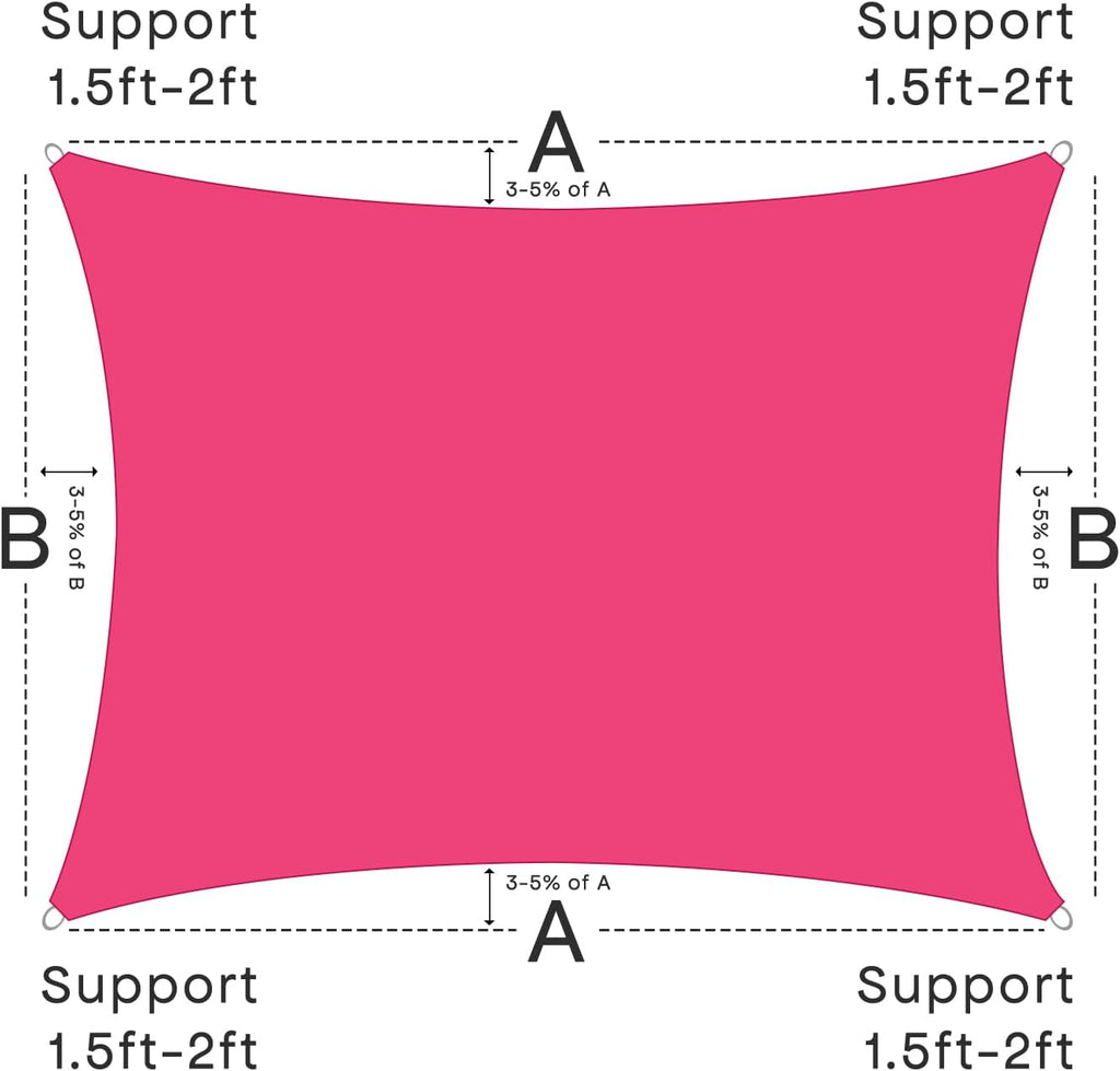 Waterproof Shade Sail 95% UV Rectangle 8'x10' Custom Rose Pink | Waterproof rectangular sail blocks 95% UV rays