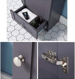 18-Inch Small Bathroom Vanity with Ceramic Sink – Modern Narrow Freestanding Cabinet with Soft-Close Door & Drawer, Grey