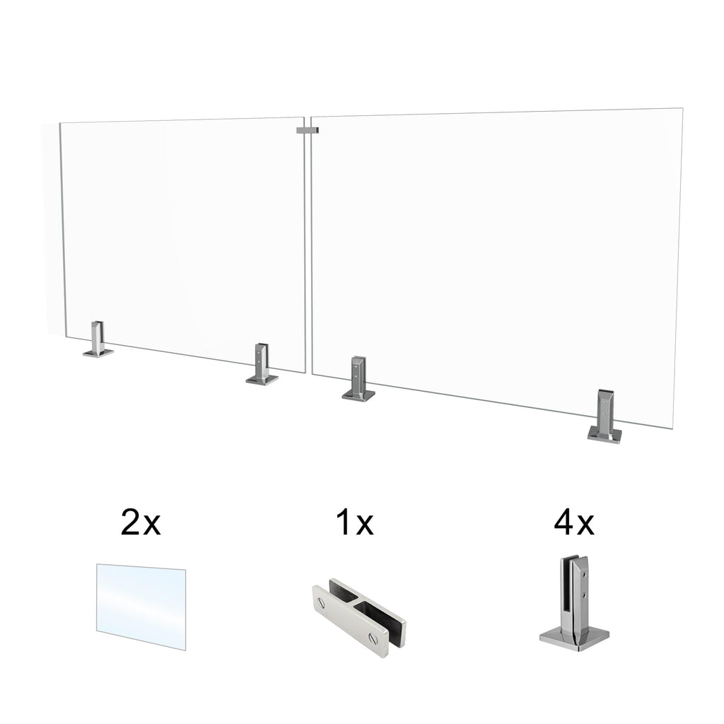 2-Panel Tempered Glass Railing System, 109-112" W x 44" H Deck Railing Kit